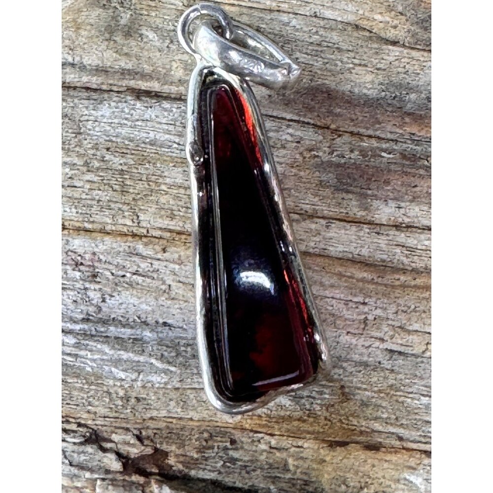 Sterling Silver Cherry Amber Teardrop Pendant Jewelry  7.66g